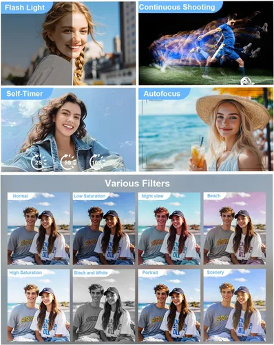 Miniatura 7 de Cámaras digitales 5K para fotografía: Actualización 2026 80MP 3.5 "+2" Pantalla dual para autoencuadre 18X Zoom Cámara de vlogging de enfoque