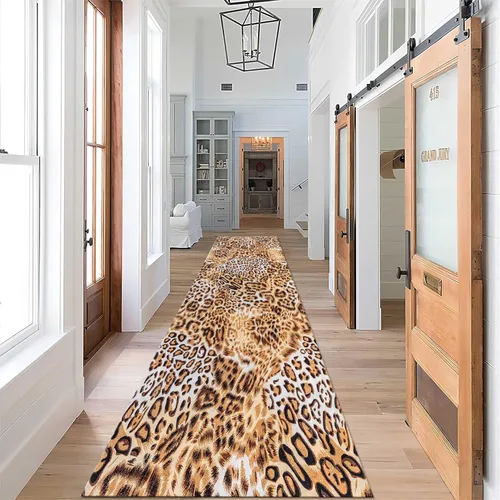 Miniatura 62 de Alfombra de pasillo con estampado de tigre, 2 x 10 pies, alfombra de rayas con estampado de piel de animal, alfombra interior a rayas blancas y 5