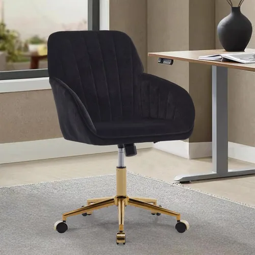 Miniatura 19 de Beige Small Office Chair, Chenille Cute Swivel Vanity Makeup Desk Chair with Wheels for Teens Women Girls, Comfy Adjustable Computer Chairs for