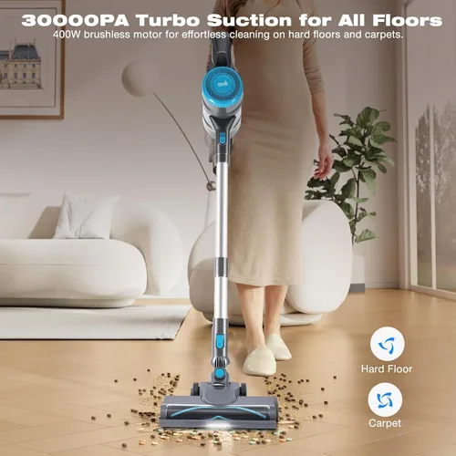 Miniatura 2 de HAUSMEISTER VoltVac Go - Aspiradora inalámbrica para pelo de mascotas en el hogar, aspiradora portátil recargable de mano (gris)