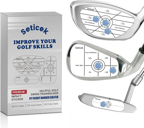 Seticek Juego de 300 cintas de impacto de golf, análisis de consistencia y puntos dulces autodidactas, calcomanías de impacto para palos de golf