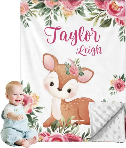 Miniatura 16 de Manta de bebé personalizada para niños, nombre personalizado con diseños de ratón, franela suave con respaldo de puntos de doble capa, manta 19 Ratón