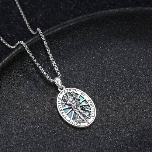 Miniatura 574 de Collar de plata de ley 925 con medalla de San Patrón, colgante de protección católica, amuleto, joyería religiosa para hombres y mujeres