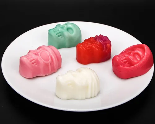 Miniatura 6 de Webake Molde de calavera para chocolate con 5 formas diferentes, molde de esqueleto de silicona para Halloween, chocolate, dulces, gelatina, hielo