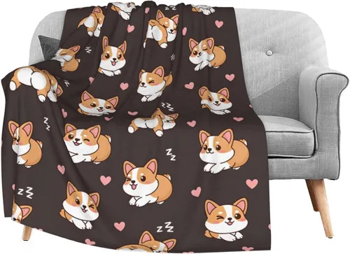 Miniatura 8 de Dujiea Manta de franela mullida de animales lindos de 40 x 50 pulgadas, manta súper suave y ligera para sofá, silla, acogedora manta de cama