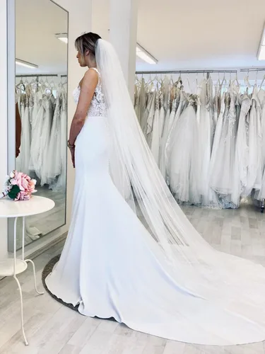 Unsutuo Velo de novia de boda, velo de catedral de 1 nivel, velo de tul nupcial con peine para mujeres y niñas (59 pulgadas de ancho x 118 pulgadas
