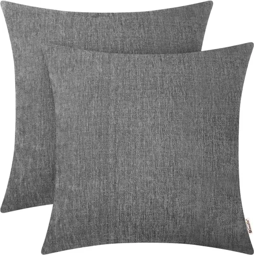 Miniatura 37 de BRAWARM Fundas de almohada 40x40 cm - Paquete de 2 fundas de almohada de chenilla negra, fundas de almohada de chenilla suave teñida sólida