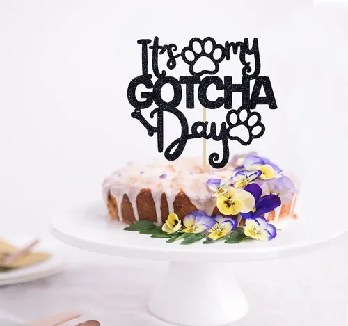 Miniatura 3 de It's My Gotcha Day - Decoración para tartas con purpurina negra, feliz día de Gotcha, decoración de fiesta del día de adopción de mascotas