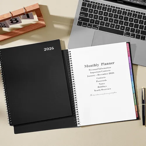 Miniatura 2 de Agenda mensual 2026 – julio 2025 – diciembre 2026 Planificador/Calendario, agenda mensual de 18 con contactos y contraseñas, 8.5" x 11