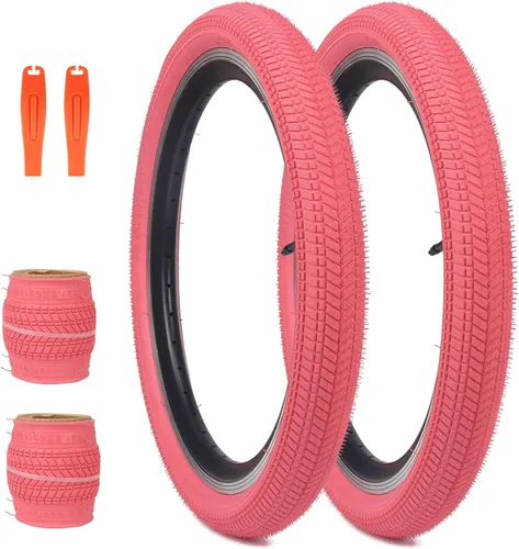 Miniatura 16 de Neumático de bicicleta de 14, 16, 20, 24, 26 x 2.125, paquete de 2 neumáticos de bicicleta para niños, neumáticos de repuesto plegables para la Rojo