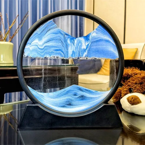 Miniatura 4 de XIYUAN Imagen artística de arena móvil de 7.5 pulgadas, movimiento líquido, vidrio redondo 3D, decoración de arena movediza, paisajes de arena