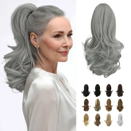 Miniatura 28 de Sofeiyan Extensión de cola de caballo de 11 pulgadas con clip de garra, extensiones de cabello con cola de caballo, cola de caballo larga y rizada