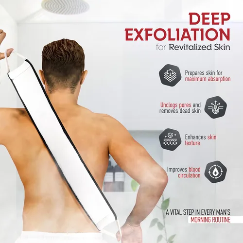 Miniatura 3 de Exfoliante de espalda de lufa natural resistente para ducha para hombres, exfoliante corporal de lufa egipcia y lavadora para hombres para limpiar
