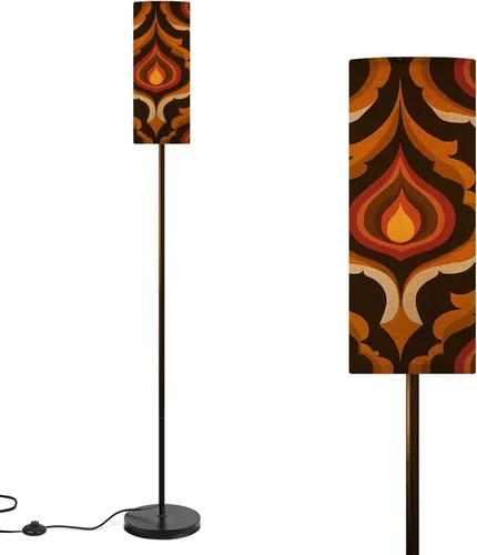 Modern Floor Lamps for Living Room 70s Retro Seamless Material Standing Lamps with Linen Lampshade Tall Lamp Metal Pole Lamp for Bedroom Office