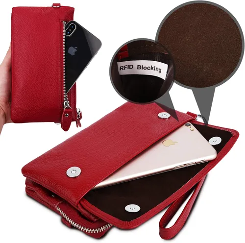 Miniatura 4 de YALUXECrossbody bolsa de cuero para Smartphone con RFID y bloqueo de ranuras para tarjetas para mujer