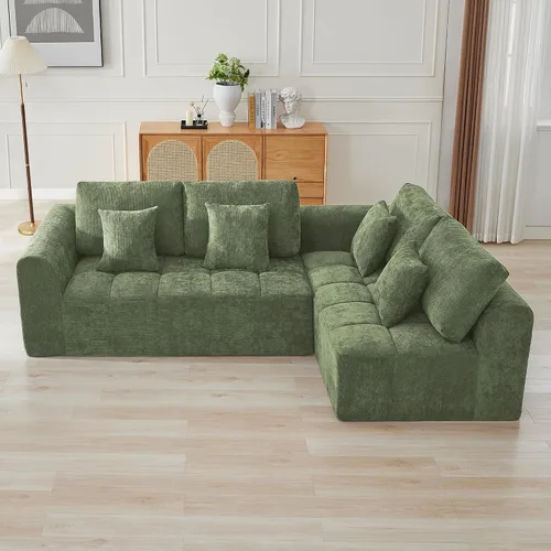 Miniatura 44 de Sofás modulares deshuesados de 140 pulgadas para sala de estar, sofá modular modular de nube comprimida, sofá moderno en forma de U de 9 plazas Gris