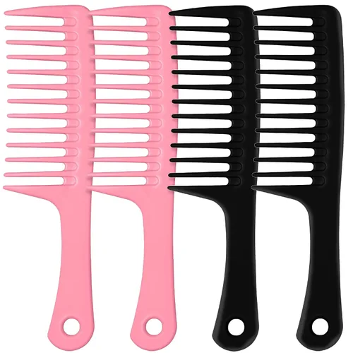 Miniatura 10 de Juego de 6 peines de fibra de carbono, peine de peluquería antiestático resistente al calor, peine de peluquería de dientes finos y anchos