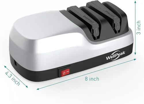 Miniatura 7 de Afilador de Cuchillos Eléctrico de 2 Etapas para Cuchillos de 20 Grados, Sistema de Afilado Abrasivo de Diamante para Cuchillos de Chef de Filo