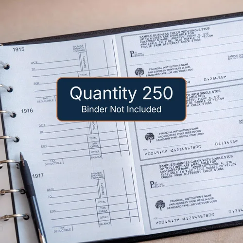 Miniatura 4 de Cheques comerciales manuales, seguridad azul, 3 a una página con trozo, 250