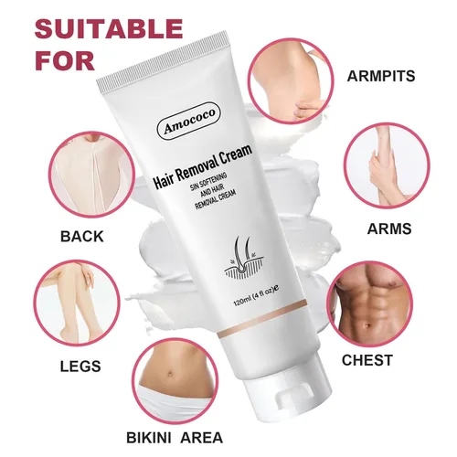Miniatura 7 de Kit de crema depilatoria sin dolor, crema depilatoria eficaz para mujeres y hombres, formulada con pepino para una piel suave, removedor de vello