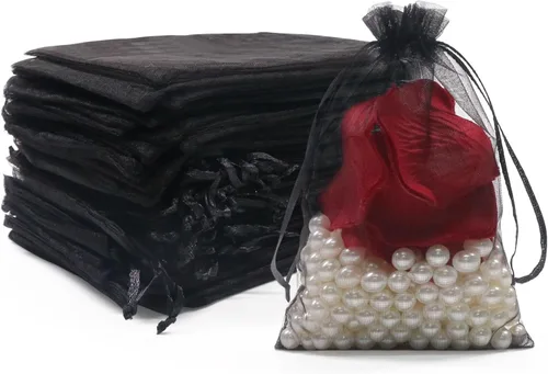 Miniatura 10 de 100 unidades 4 x 6 pulgadas sheer cordón organza bolsas Sumdirect joyería, bodas y fiestas de navidad favor bolsas de regalo, Hot Pink, 4 x 6 Rosa