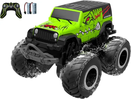 Miniatura 11 de STEMTRON - Coche de control remoto anfibio 2.4 GHz 1:20, vehículo RC todo terreno fuera de carretera, juguetes de piscina, barco de control remoto