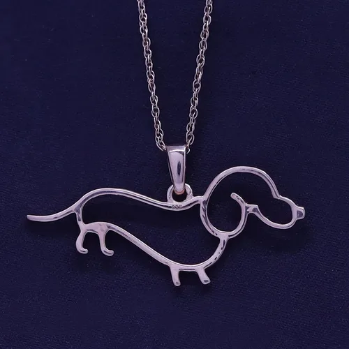 Miniatura 7 de AFFY Dachshund Collar con colgante de perro en oro de 14 quilates sobre plata de ley