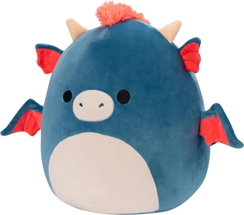 Miniatura 2 de Squishmallows Dragón azul Carin original de 14 pulgadas con melena naranja - Peluche oficial de Jazwares grande y ultrasuave