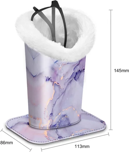 Miniatura 6 de Fintie Soporte para anteojos forrado de felpa con base magnética, estuche de cuero vegano prémium para lentes