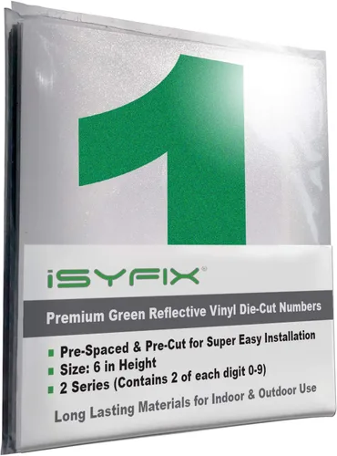 Miniatura 18 de iSYFIX Calcomanías de Números de Vinilo Verde Manzana – 1.5 Pulgadas Autoadhesivas (2 Juegos) – Calcomanía Premium Troquelada y Pre-espaciada