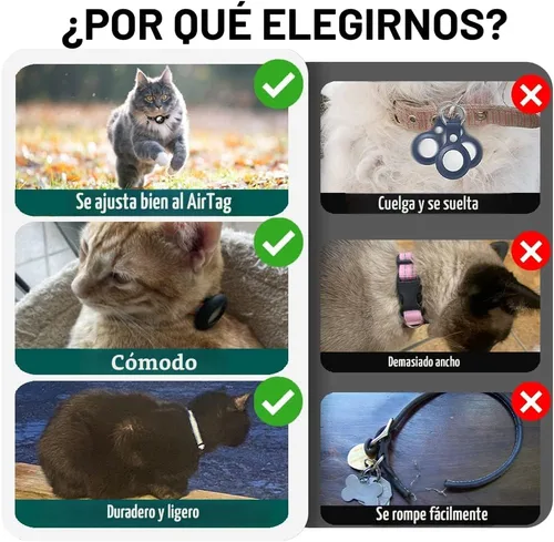 Miniatura 4 de Collar de Gato Airtag Separable, Collar Reflectante para Gatito con Soporte para Apple Air Tag y Campana para Gatos Niña y Niño, 0.4 Pulgadas
