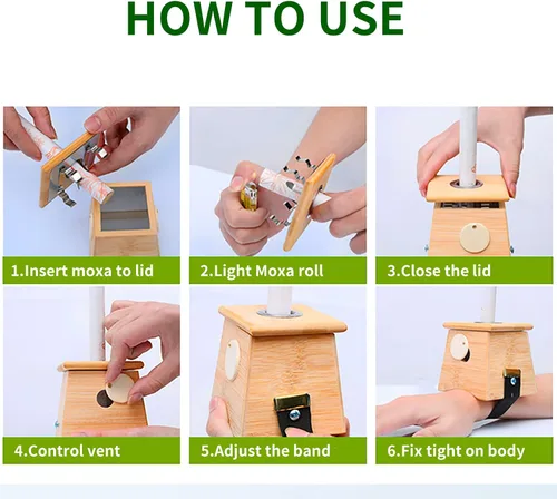 Miniatura 4 de Caja de madera de un agujero para la terapia Moxa Moxibustión