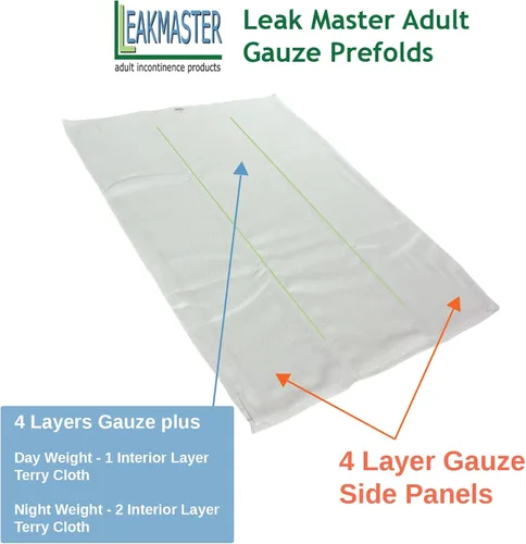 Miniatura 4 de LeakMaster Pañales de tela preplegados para adultos, tejido de gasa, 100% algodón, pañales reutilizables y lavables, suaves y duraderos