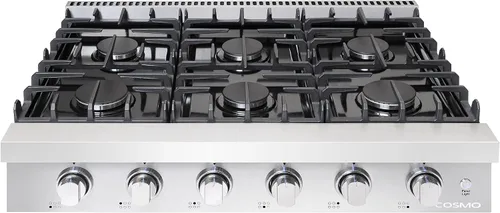 Miniatura 9 de 36 in. Lumin Collection Slide-In 6 quemadores de gas, LED, acero inoxidable
