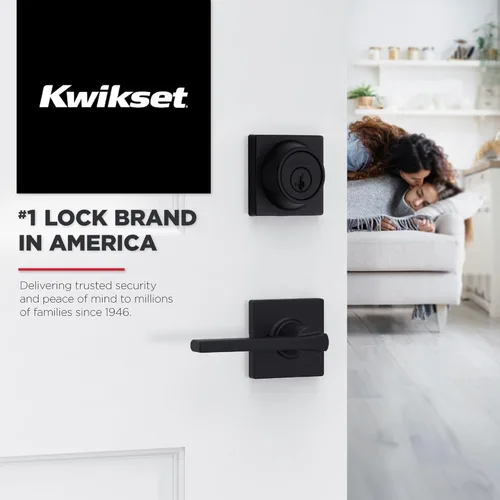 Miniatura 9 de Kwikset Casey - Manija de puerta de paso interior, paquete de 4 manijas para puertas de armario y pasillo, manija reversible sin bloqueo, negro