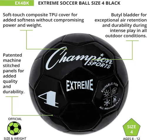 Miniatura 4 de Champion Sports Extreme Series - Balón de fútbol – Tamaños 3, 4, 5, tacto suave, para todo clima, alta retención de aire, pelotas de liga