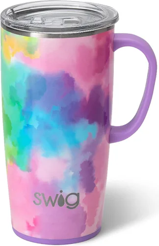 Miniatura 13 de Swig Life - Taza de café de viaje de 22 onzas, vaso con aislamiento térmico con asa y tapa, para portavasos y lavavajillas, de acero inoxidable