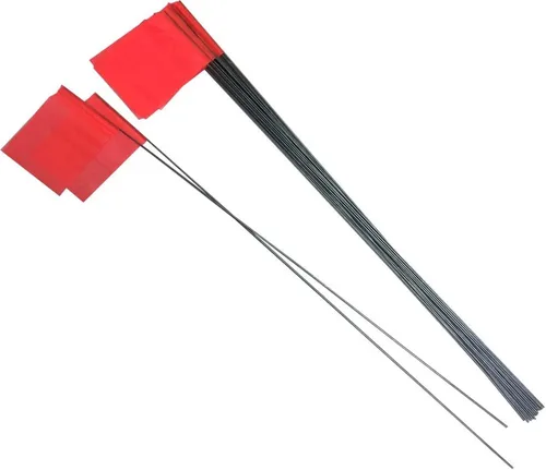 HAWK IMPORTERS, INC BRITEGUARD - 25 banderas de marcado fluorescentes de neón rojo extra largas de 21 pulgadas para exteriores, tamaño de la