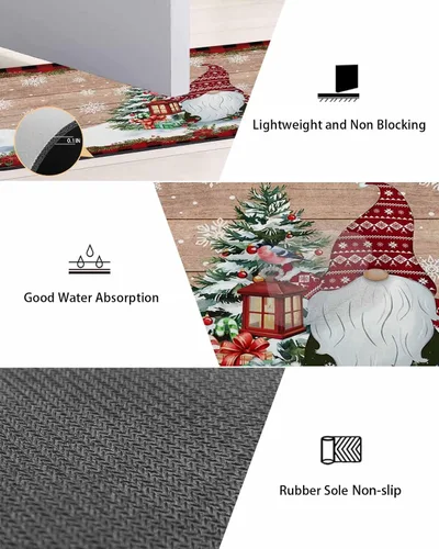 Miniatura 3 de Tapete de baño de Navidad para bañera, antideslizante, de secado rápido y absorbente, de tierra de diatomeas, tapete de cocina, felpudo de cocina