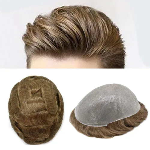 Miniatura 21 de Super Thin Skin Mens Toupee 0.001 in - Sistema de cabello de piel ultrafina para hombres, cabello humano negro, marrón, rubio, gris, peluca