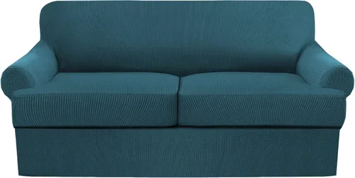 Miniatura 8 de Juego de fundas para sillas con cojines en T de 2 piezas, funda de sofá elástica para sillones y sillas con cojines en T