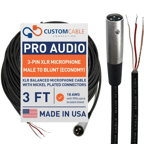 Miniatura 6 de 1 pie Custom Cable Connection Pro-Audio XLR Micrófono equilibrado hembra a Blunt 18 AWG Economy blindado Cable de instalación