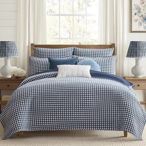 Miniatura 8 de Levtex Home - Juego de edredón Camden tamaño matrimonial (96 x 110 pulgadas) con dos fundas de almohada estándar (26 x 20 pulgadas), patrón a Azul