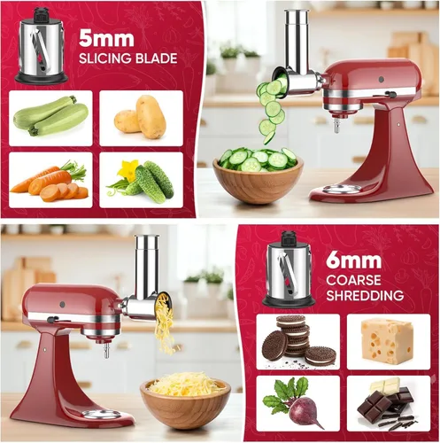 Miniatura 3 de Accesorio rebanador triturador de acero inoxidable para batidora de pie KitchenAid, máquina de ensalada con rebanadora de verduras