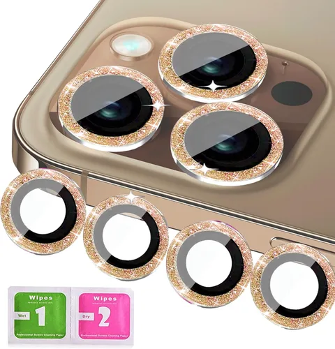 Miniatura 10 de [3+1 compatible con iPhone 12, 12 mini, 12 Pro, protector de lente de cámara con purpurina brillante, cubierta de cámara de vidrio templado