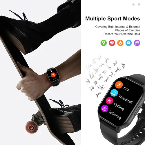 Miniatura 3 de Reloj inteligente para teléfonos Android compatible con iPhone de 2.04 pulgadas, pantalla táctil completa, recepción/marcación, reloj inteligente