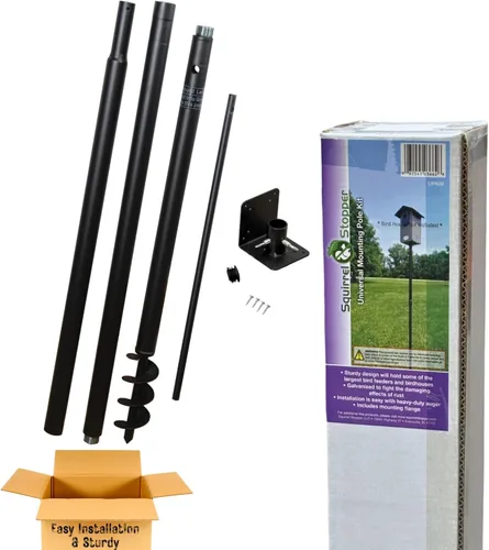 Miniatura 9 de Kit de poste de montaje universal - Ideal para casas de pájaros y comederos de pájaros montados en poste, poste resistente con conexiones roscadas