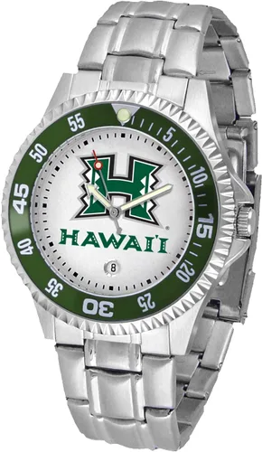 Miniatura 14 de SunTime Reloj de cuarzo de 1.575 in para hombre, correa de acero inoxidable de 0.787 in, esfera Gameday Tulane ola verde