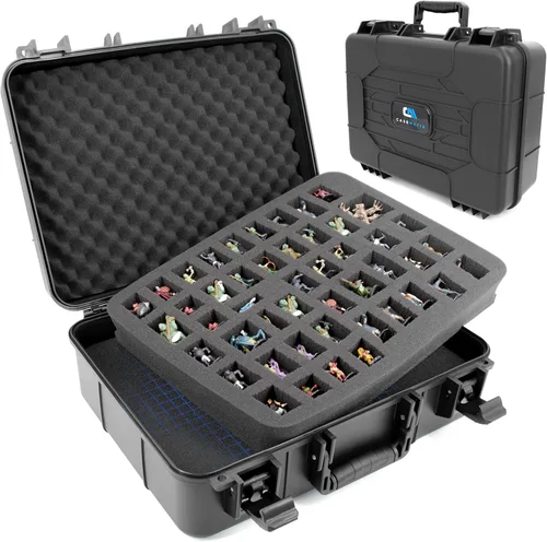 CASEMATIX Estuche rígido de almacenamiento en miniatura, funda de espuma personalizable de doble capa para miniaturas, unidades grandes y vehículos,