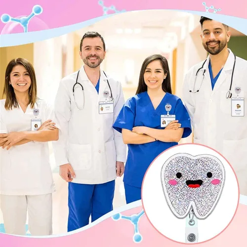 Miniatura 7 de Carrete de insignia de diente dental, accesorios para asistente dental, carretes de insignias de higienista dental, retráctiles para enfermeras